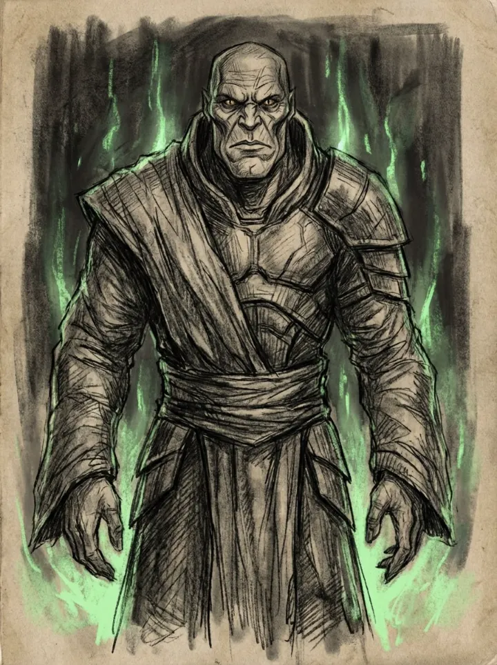 A pencil witness sketch of the reported anunnaki figure, drawn on aged paper.