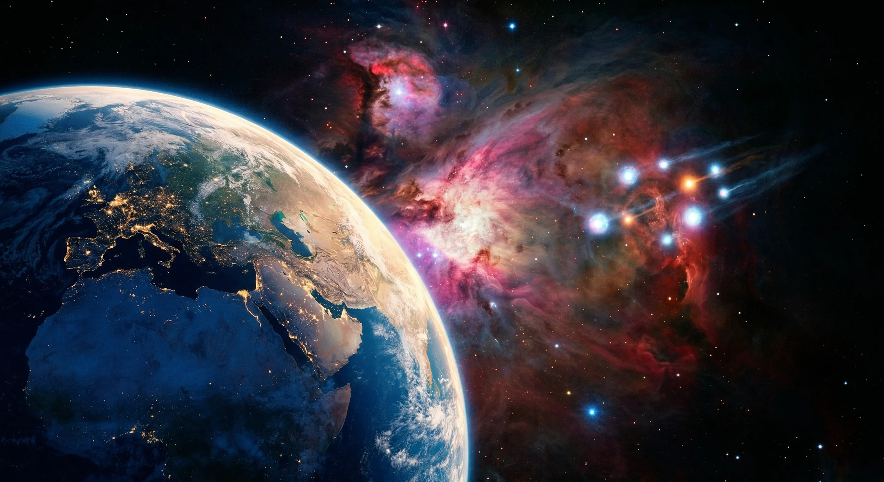 Earth and alien lights in deep space